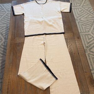Women’s Cream lounge Set with Black Trim